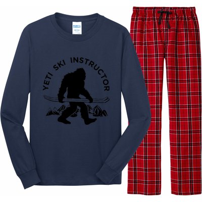 Yeti Ski Instructor Tee, Mountain Ape Snowman Skiing Long Sleeve Pajama Set