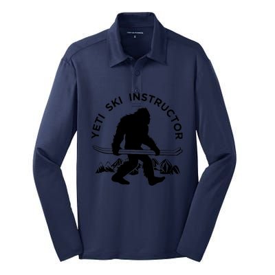 Yeti Ski Instructor Tee, Mountain Ape Snowman Skiing Silk Touch Performance Long Sleeve Polo