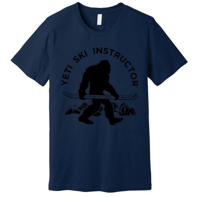 Yeti Ski Instructor Tee, Mountain Ape Snowman Skiing Premium T-Shirt