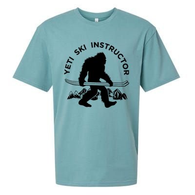 Yeti Ski Instructor Tee, Mountain Ape Snowman Skiing Sueded Cloud Jersey T-Shirt