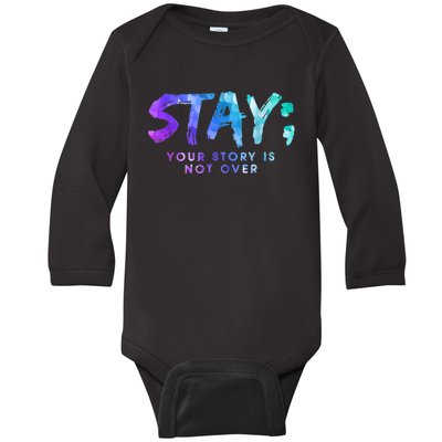 Your Story Is Not Over Stay Suicide Prevention Awareness Baby Long Sleeve Bodysuit