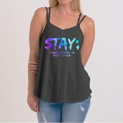 Your Story Is Not Over Stay Suicide Prevention Awareness Women's Strappy Tank