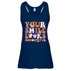 Your Smile Looks Bootiful Dentist Halloween Spooky Groovy Ladies Essential Flowy Tank