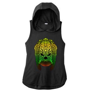 Yautja. Scifi Monster Design Ladies PosiCharge Tri-Blend Wicking Draft Hoodie Tank