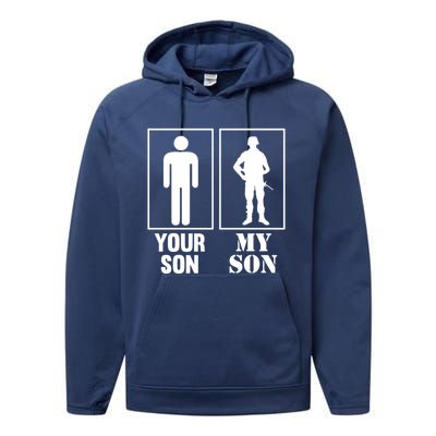 Your Son My Son Proud Soldier Officer Military Meaningful Gift Performance Fleece Hoodie