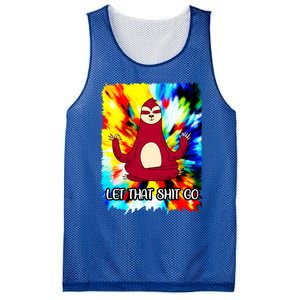 Yoga Sloth Meditation Watercolor Funny Gift Let That Shit Go Cute Gift Mesh Reversible Basketball Jersey Tank