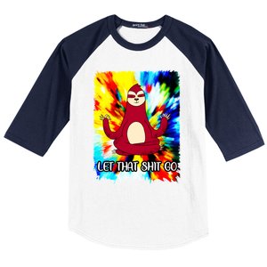 Yoga Sloth Meditation Watercolor Funny Gift Let That Shit Go Cute Gift Baseball Sleeve Shirt