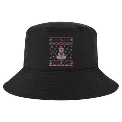 Yoga Snowman Meditating Lotus Pose Ugly Christmas Cool Comfort Performance Bucket Hat