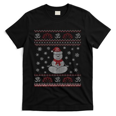 Yoga Snowman Meditating Lotus Pose Ugly Christmas T-Shirt