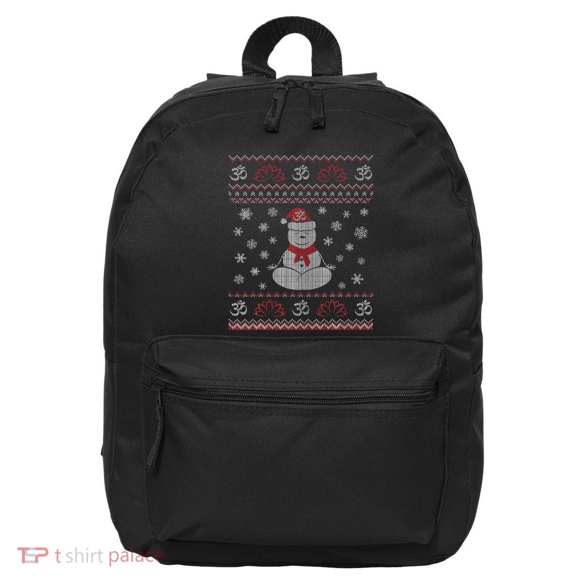Yoga Snowman Meditating Lotus Pose Ugly Christmas 16 in Basic Backpack