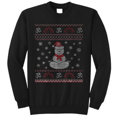 Yoga Snowman Meditating Lotus Pose Ugly Christmas Tall Sweatshirt