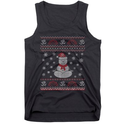 Yoga Snowman Meditating Lotus Pose Ugly Christmas Tank Top