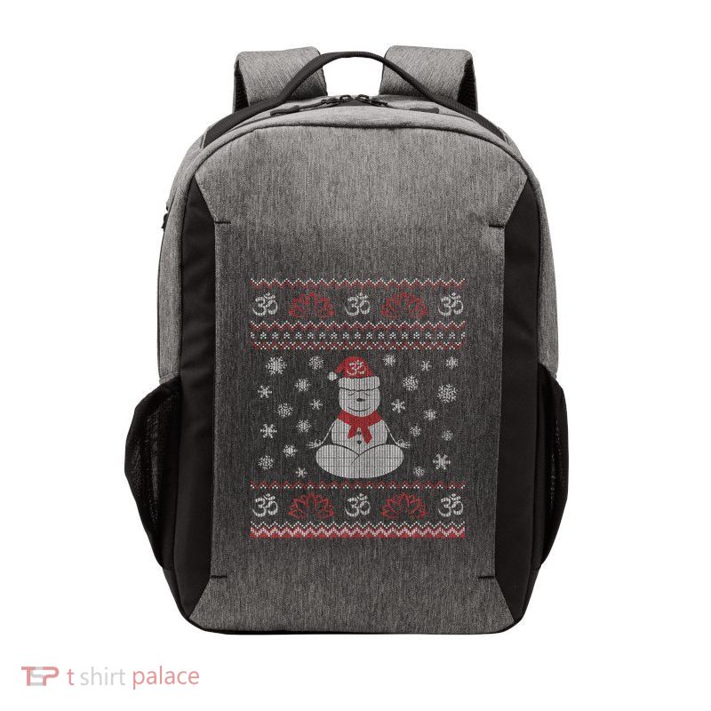 Yoga Snowman Meditating Lotus Pose Ugly Christmas Vector Backpack