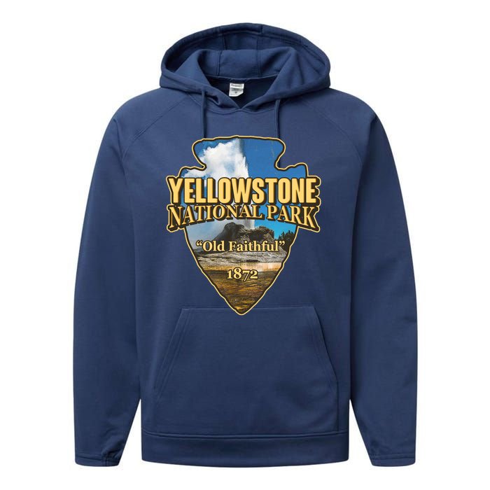 Yellow Stone National Park Old Faithful 1872 Arrow Head Performance Fleece Hoodie