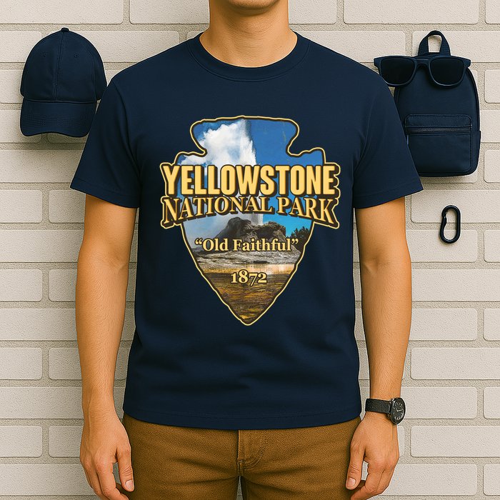 Yellow Stone National Park Old Faithful 1872 Arrow Head T-Shirt
