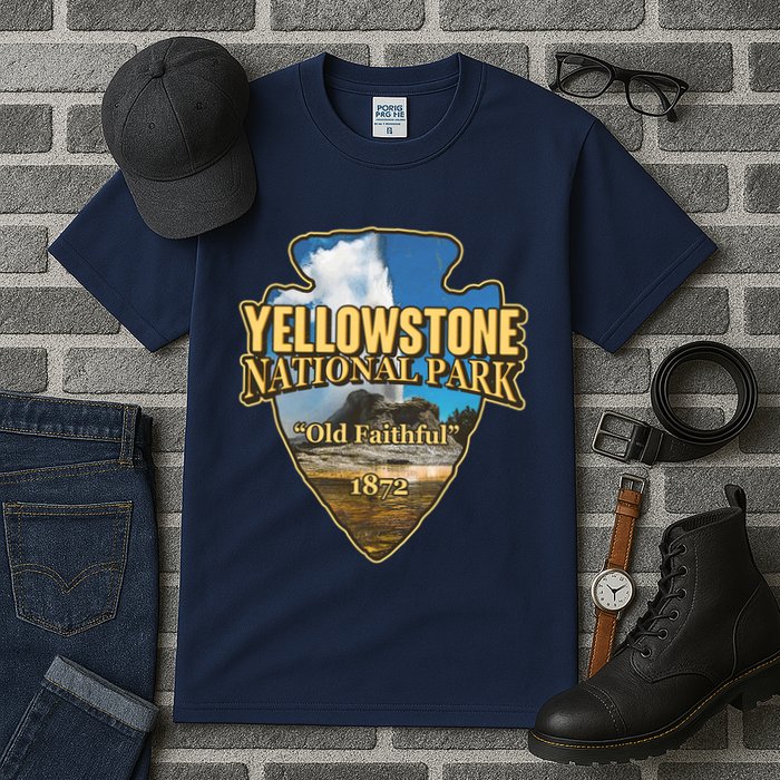 Yellow Stone National Park Old Faithful 1872 Arrow Head Tall T-Shirt