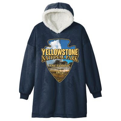 Yellow Stone National Park Old Faithful 1872 Arrow Head Hooded Wearable Blanket