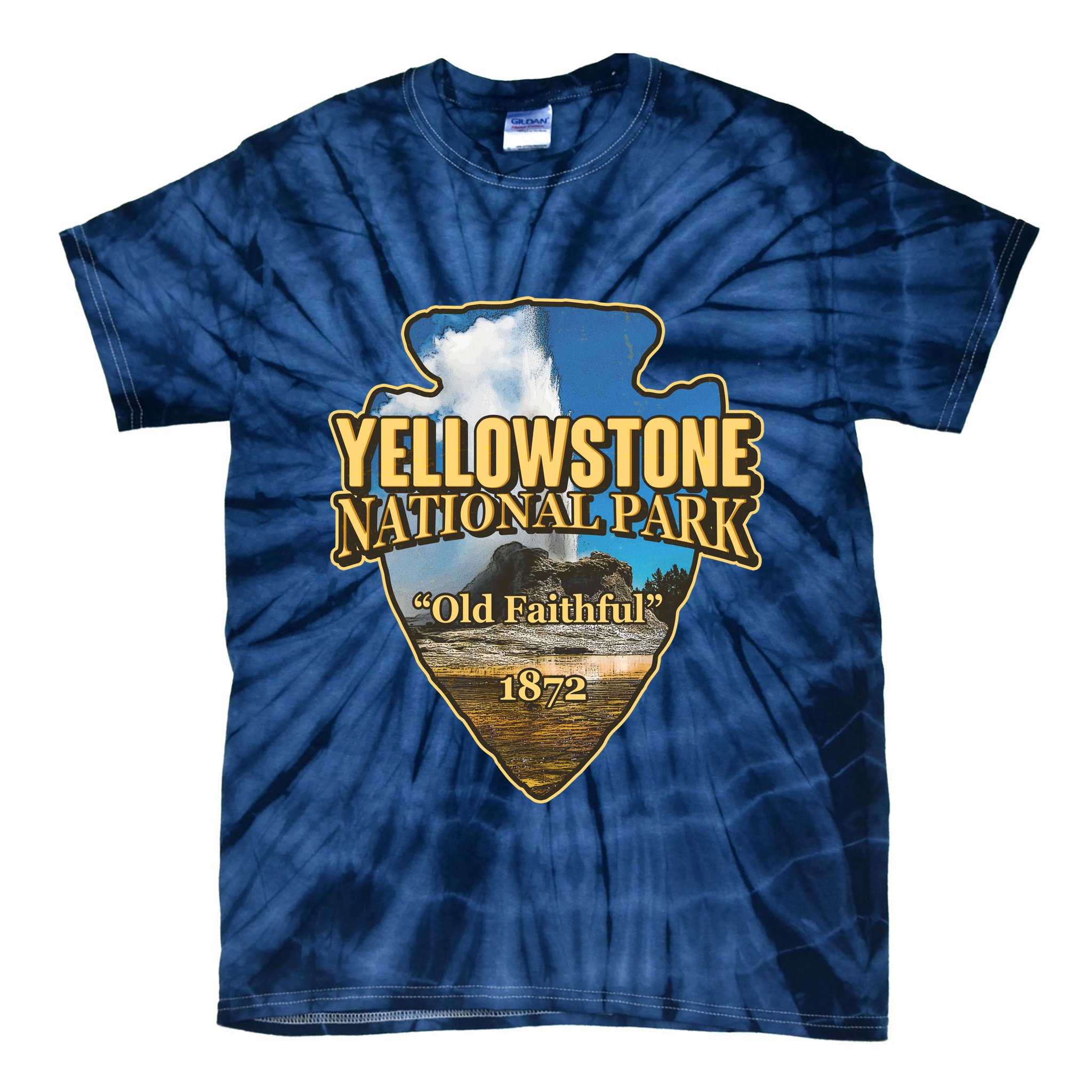 Yellow Stone National Park Old Faithful 1872 Arrow Head Tie-Dye T-Shirt
