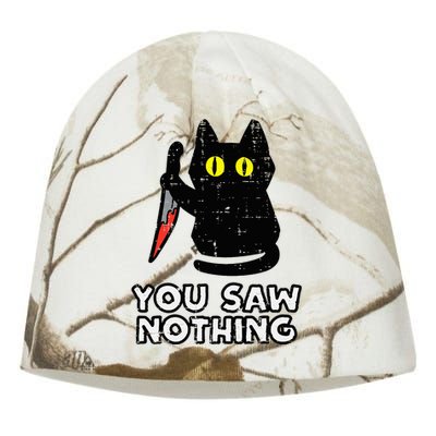 You Saw Nothing Black Cat Funny Halloween Kati - Camo Knit Beanie