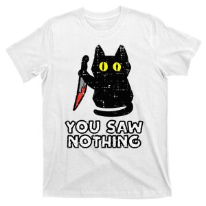 You Saw Nothing Black Cat Funny Halloween T-Shirt