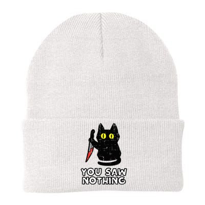 You Saw Nothing Black Cat Funny Halloween Knit Cap Winter Beanie