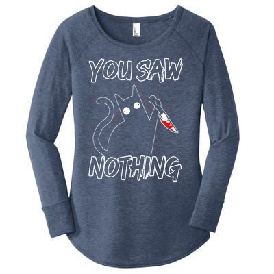 You Saw Nothing Black Cat Sarcasm Murderer Women's Perfect Tri Tunic Long Sleeve Shirt