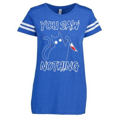 You Saw Nothing Black Cat Sarcasm Murderer Enza Ladies Jersey Football T-Shirt