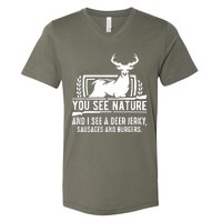 You See Nature And I See A Deer Jerky V-Neck T-Shirt