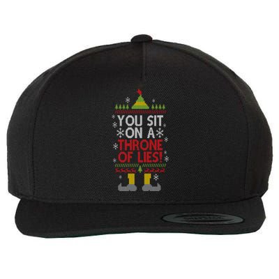 You Sit On A Throne Of Lies Christmas Movie Fake Santa Gift Wool Snapback Cap