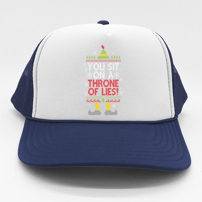 You Sit On A Throne Of Lies Christmas Movie Fake Santa Gift Trucker Hat