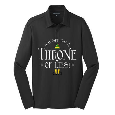 You Sit On A Throne Of Lies! Christmas Fake Santa Silk Touch Performance Long Sleeve Polo