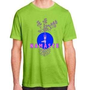 Yoga Silhouette Over Blue Circle Tree Roots Gift Adult ChromaSoft Performance T-Shirt