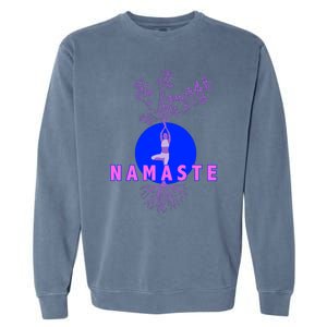 Yoga Silhouette Over Blue Circle Tree Roots Gift Garment-Dyed Sweatshirt