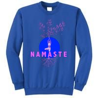 Yoga Silhouette Over Blue Circle Tree Roots Gift Sweatshirt