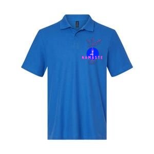 Yoga Silhouette Over Blue Circle Tree Roots Gift Softstyle Adult Sport Polo