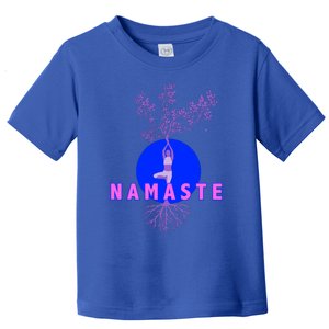 Yoga Silhouette Over Blue Circle Tree Roots Gift Toddler T-Shirt