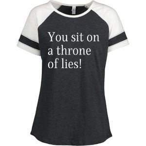 You Sit On A Throne Of Lies! Funny Christmas Sayings Enza Ladies Jersey Colorblock Tee