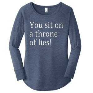 You Sit On A Throne Of Lies! Funny Christmas Sayings Women's Perfect Tri Tunic Long Sleeve Shirt