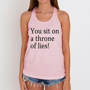 You Sit On A Throne Of Lies! Funny Christmas Sayings Women's Knotted Racerback Tank