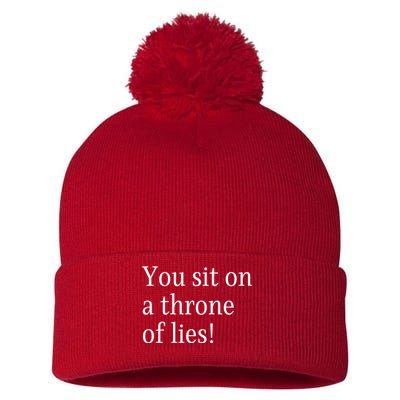 You Sit On A Throne Of Lies! Funny Christmas Sayings Pom Pom 12in Knit Beanie