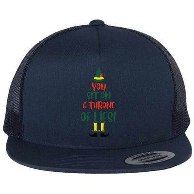 You Sit On A Throne Of Lies Quote Funny Christmas Flat Bill Trucker Hat