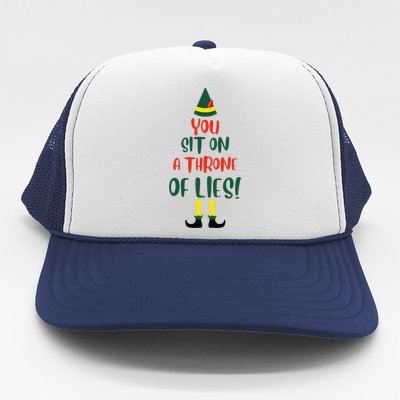 You Sit On A Throne Of Lies Quote Funny Christmas Trucker Hat