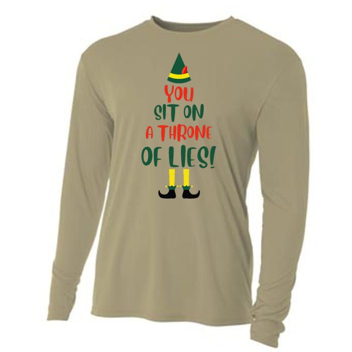 You Sit On A Throne Of Lies Quote Funny Christmas Cooling Performance Long Sleeve Crew