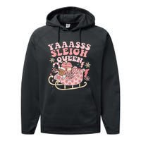 Yaaasss Sleigh Queen Sleigh Girl Matching Christmas Pajamas Performance Fleece Hoodie