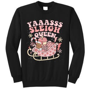 Yaaasss Sleigh Queen Sleigh Girl Matching Christmas Pajamas Sweatshirt