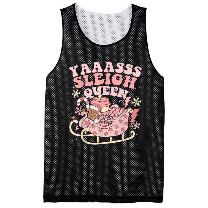 Yaaasss Sleigh Queen Sleigh Girl Matching Christmas Pajamas Mesh Reversible Basketball Jersey Tank