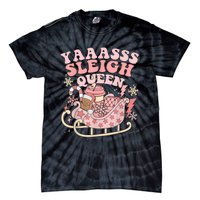 Yaaasss Sleigh Queen Sleigh Girl Matching Christmas Pajamas Tie-Dye T-Shirt