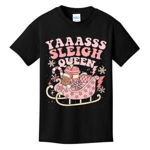 Yaaasss Sleigh Queen Sleigh Girl Matching Christmas Pajamas Kids T-Shirt