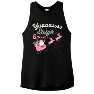 Yaaasss Sleigh Queen Sleigh Girl Matching Christmas Pajamas Ladies PosiCharge Tri-Blend Wicking Tank