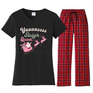 Yaaasss Sleigh Queen Sleigh Girl Matching Christmas Pajamas Women's Flannel Pajama Set